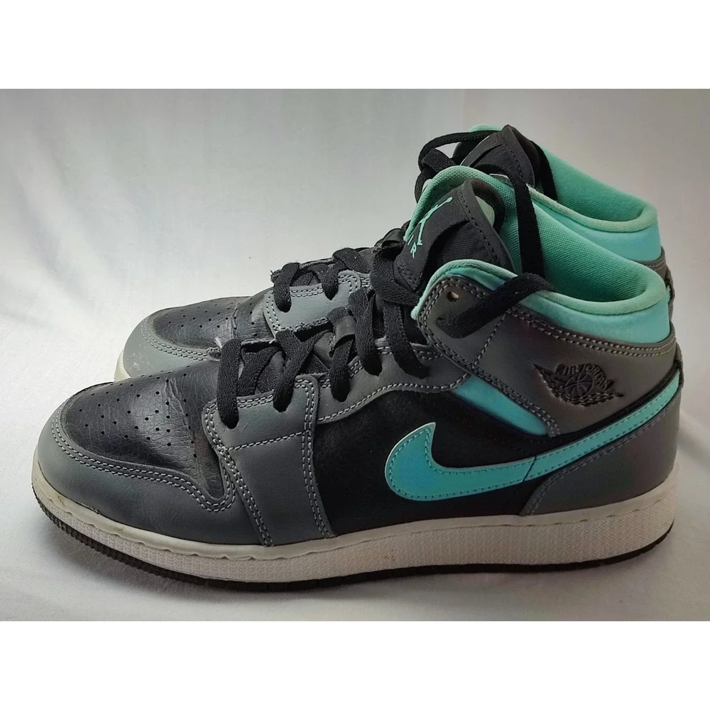 Nike Air Jordan 1 Mid GS Cool Grey Tropical Teal Size 7Y Womens 8.5